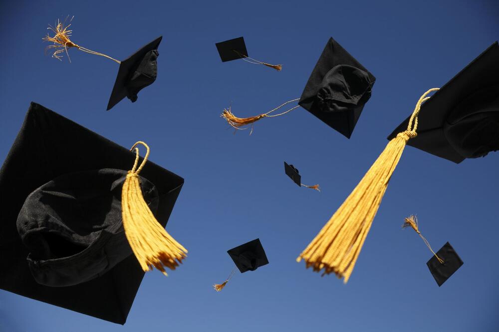 Grad caps thrown